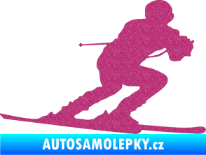 Samolepka Lyžař 017 pravá Ultra Metalic růžová