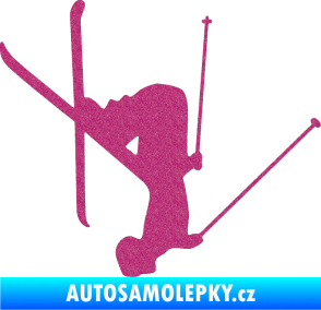 Samolepka Lyžař 023 pravá Ultra Metalic růžová