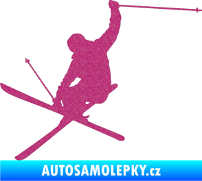 Samolepka Lyžař 024 levá Ultra Metalic růžová