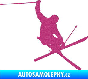 Samolepka Lyžař 024 pravá Ultra Metalic růžová