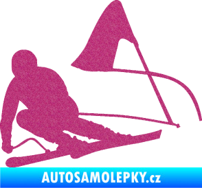 Samolepka Lyžař 025 levá Ultra Metalic růžová