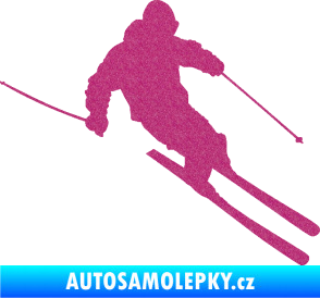 Samolepka Lyžař 027 pravá Ultra Metalic růžová