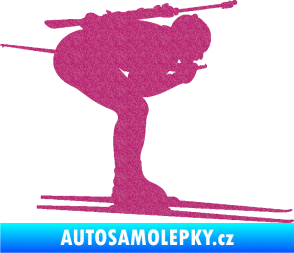 Samolepka Lyžař 028 pravá - biatlon Ultra Metalic růžová