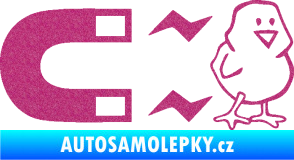 Samolepka Magnet na ptáky pravá Ultra Metalic růžová
