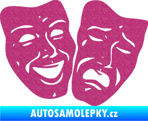 Samolepka Masky tváře 001 pravá veselý a smutný Ultra Metalic růžová