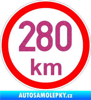 Samolepka Maximální rychlost 280km - nejvyšší konstrukční rychlost Ultra Metalic růžová