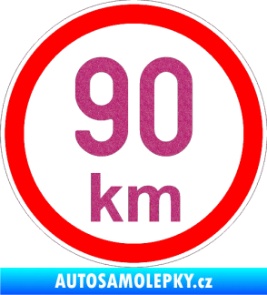 Samolepka Maximální rychlost 90km - nejvyšší konstrukční rychlost Ultra Metalic růžová