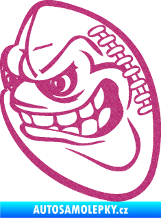 Samolepka Míč na americký fotbal 001 levá s obličejem Ultra Metalic růžová