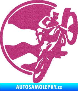 Samolepka Motokros 002 pravá Ultra Metalic růžová