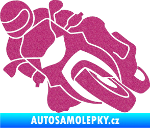 Samolepka Motorka 001 levá silniční motorky Ultra Metalic růžová