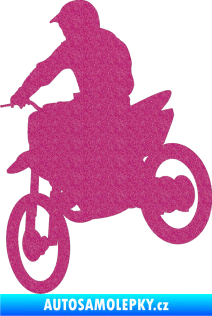 Samolepka Motorka 014 levá motokros Ultra Metalic růžová