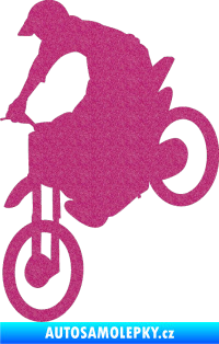 Samolepka Motorka 016 levá motokros Ultra Metalic růžová