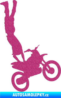 Samolepka Motorka 019 pravá motokros freestyle akrobacie na motorce Ultra Metalic růžová