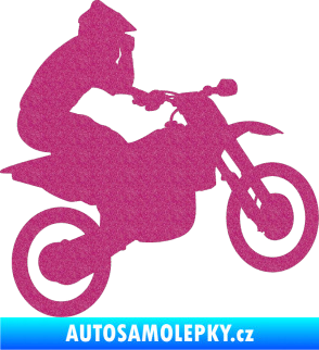Samolepka Motorka 027 pravá motokros Ultra Metalic růžová