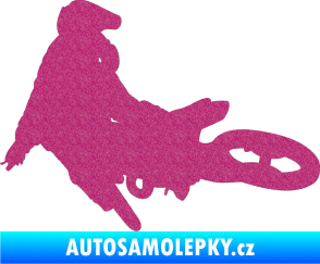 Samolepka Motorka 028 levá motokros Ultra Metalic růžová
