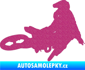 Samolepka Motorka 028 pravá motokros Ultra Metalic růžová