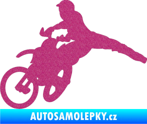 Samolepka Motorka 030 levá motokros Ultra Metalic růžová