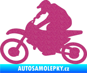 Samolepka Motorka 031 levá motokros Ultra Metalic růžová