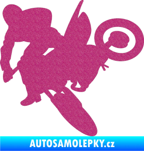 Samolepka Motorka 033 levá motokros Ultra Metalic růžová