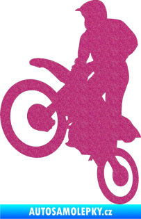 Samolepka Motorka 035 levá motokros Ultra Metalic růžová