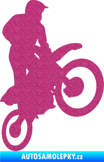 Samolepka Motorka 035 pravá motokros Ultra Metalic růžová