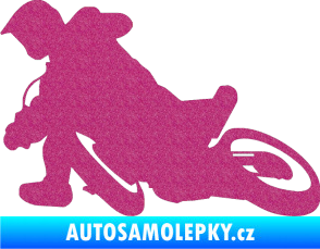 Samolepka Motorka 039 levá motokros Ultra Metalic růžová