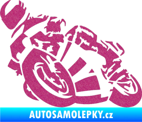 Samolepka Motorka 040 levá road racing Ultra Metalic růžová