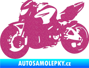 Samolepka Motorka 041 levá road racing Ultra Metalic růžová