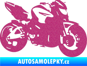 Samolepka Motorka 041 pravá road racing Ultra Metalic růžová
