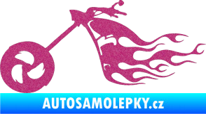 Samolepka Motorka 042 levá plameny Ultra Metalic růžová
