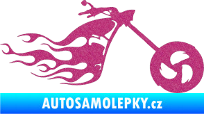 Samolepka Motorka 042 pravá plameny Ultra Metalic růžová