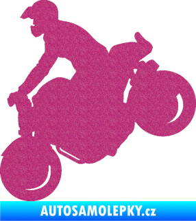 Samolepka Motorka 044 levá motokros Ultra Metalic růžová