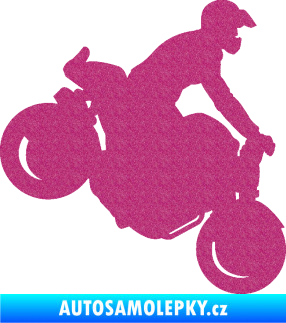 Samolepka Motorka 044 pravá motokros Ultra Metalic růžová