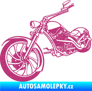 Samolepka Motorka chopper 002 levá Ultra Metalic růžová