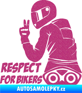 Samolepka Motorkář 003 levá respect for bikers nápis Ultra Metalic růžová