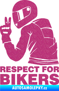Samolepka Motorkář 004 respect for bikers nápis Ultra Metalic růžová