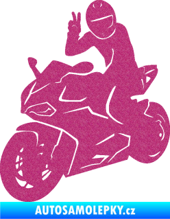 Samolepka Motorkář 006 levá Ultra Metalic růžová