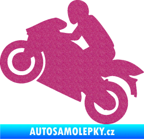 Samolepka Motorkář 007 levá Ultra Metalic růžová