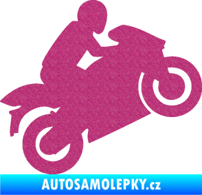 Samolepka Motorkář 007 pravá Ultra Metalic růžová
