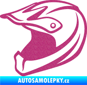 Samolepka Motorkářská helma 001 levá Ultra Metalic růžová