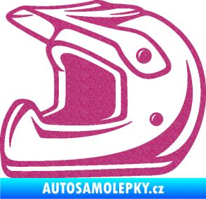 Samolepka Motorkářská helma 002 levá Ultra Metalic růžová