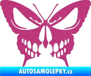 Samolepka Motýl 017 lebka Ultra Metalic růžová