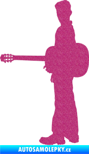 Samolepka Music 003 levá hráč na kytaru Ultra Metalic růžová