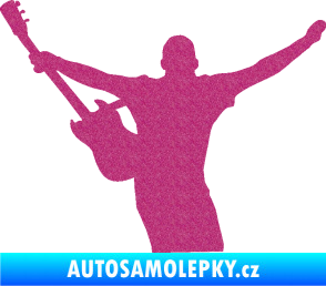 Samolepka Music 024 levá kytarista rocker Ultra Metalic růžová