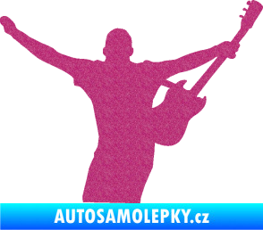 Samolepka Music 024 pravá kytarista rocker Ultra Metalic růžová
