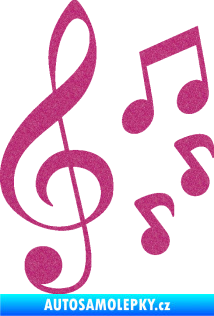 Samolepka Music noty a houslový klíč 002 Ultra Metalic růžová