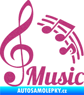 Samolepka Music noty a houslový klíč Ultra Metalic růžová