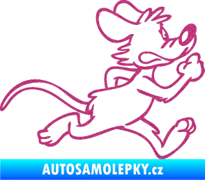 Samolepka Myš 001 pravá sprintuje Ultra Metalic růžová