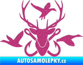 Samolepka Myslivost 005 pravá Ultra Metalic růžová