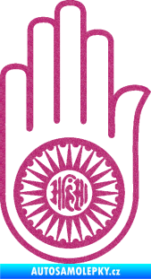 Samolepka Náboženský symbol Džinismus Ahimsa Ultra Metalic růžová
